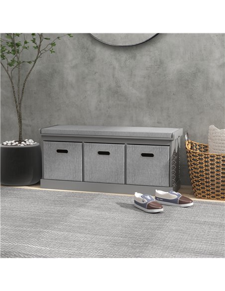 HOMCOM Shoe Storage Bench with Seat, Cushion, Grey 837-453V70GY - pic 55980 | FastDaddyshop