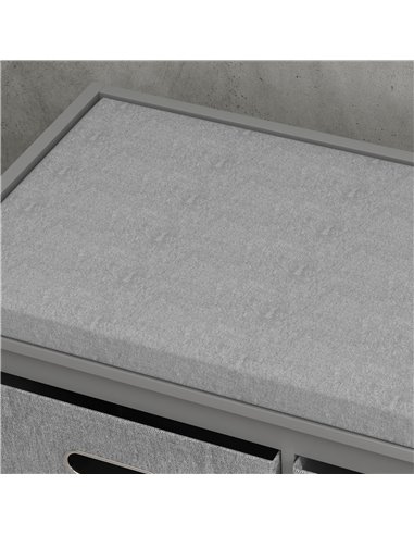 HOMCOM Shoe Bench with Seat, Shoe Storage Bench with Cushion and 3 Fabric Drawers for Entryway, Hallway, Living Room, Bedroom, G