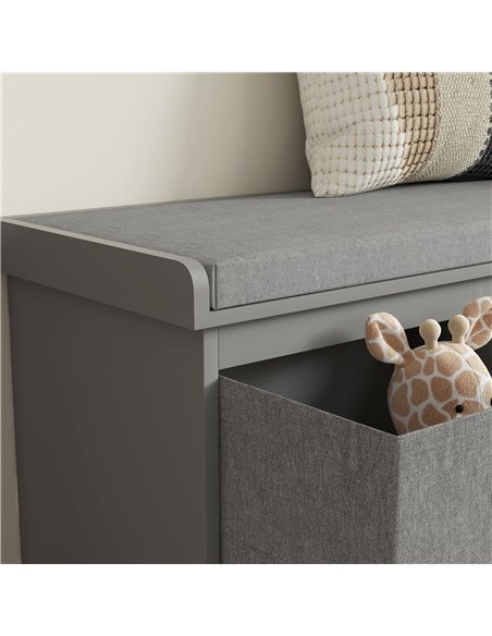 HOMCOM Shoe Bench with Seat, Shoe Storage Bench with Cushion and 3 Fabric Drawers for Entryway, Hallway, Living Room, Bedroom, G - pic 55986 | FastDaddyshop