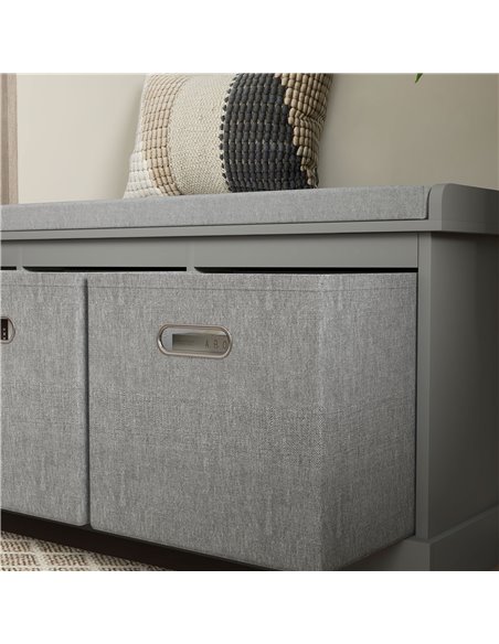 HOMCOM Shoe Bench with Seat, Shoe Storage Bench with Cushion and 3 Fabric Drawers for Entryway, Hallway, Living Room, Bedroom, G - pic 55987 | FastDaddyshop