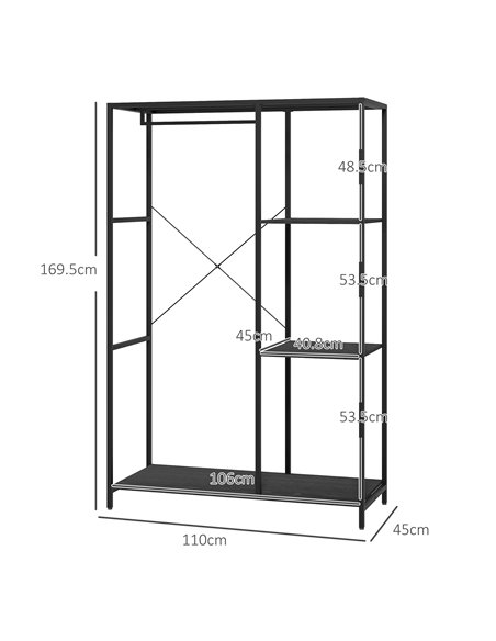 HOMCOM Coat Rack with Shoe Storage, 170cm Free Standing Hall Tree with Hanging Rail and Storage Shelves, 2-In-1 Coat Stand for H - pic 55990 | FastDaddyshop