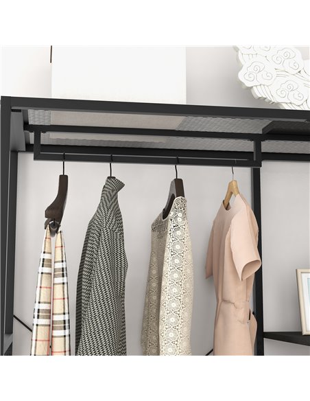 HOMCOM Coat Rack with Shoe Storage, 170cm Free Standing Hall Tree with Hanging Rail and Storage Shelves, 2-In-1 Coat Stand for H - pic 55994 | FastDaddyshop