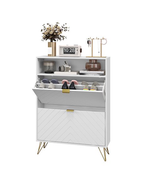 HOMCOM Modern Shoe Storage Cabinet with 2 Flip Drawers, White 837-445V81WT - pic 55997 | FastDaddyshop
