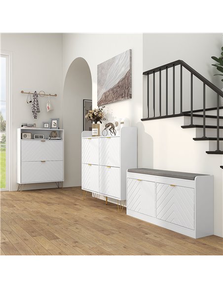 HOMCOM Modern Shoe Storage Cabinet with 2 Flip Drawers, White 837-445V81WT - pic 55998 | FastDaddyshop