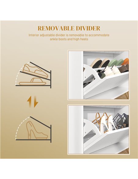 HOMCOM Modern Shoe Storage Cabinet with 2 Flip Drawers for 12 Pairs, Narrow Shoe Organizer for Entryway, Hallway, White 837-445V - pic 56002 | FastDaddyshop