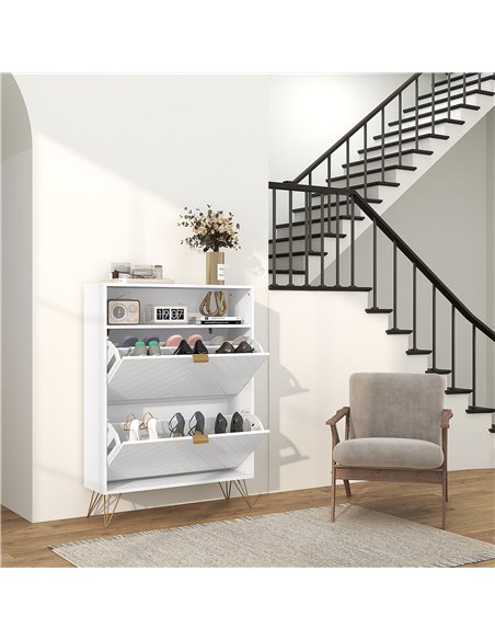 HOMCOM Modern Shoe Storage Cabinet with 2 Flip Drawers for 12 Pairs, Narrow Shoe Organizer for Entryway, Hallway, White 837-445V - pic 56005 | FastDaddyshop