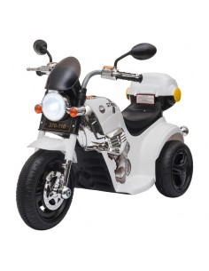 Homcom 18m+ Kids Motorcycle 6V with Lights, Music, Horn, White