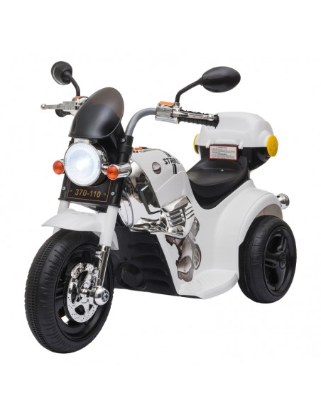 Homcom 18m+ Kids Motorcycle 6V with Lights, Music, Horn, White - pic 5601 | FastDaddyshop