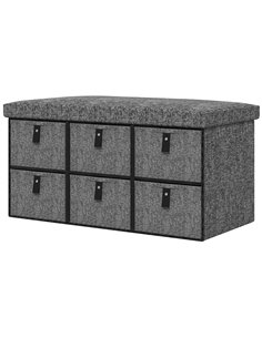 HOMCOM Six-Drawer Shoe Storage Bench, with Padded Top Seat - Dark Grey 837-465V70CG