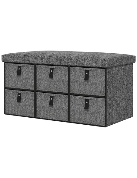 HOMCOM Six-Drawer Shoe Storage Bench, with Padded Top Seat - Dark Grey 837-465V70CG - pic 56015 | FastDaddyshop