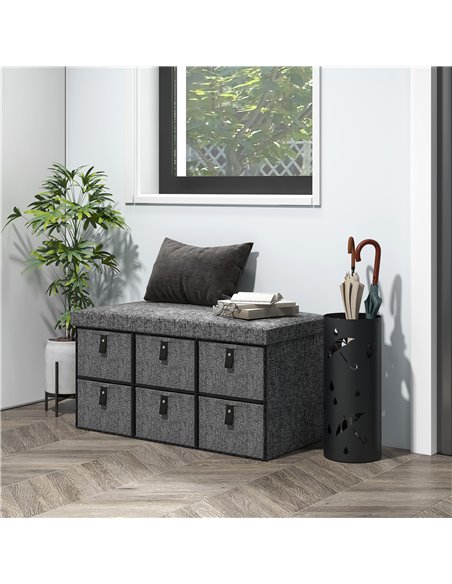 HOMCOM Six-Drawer Shoe Storage Bench, with Padded Top Seat - Dark Grey 837-465V70CG - pic 56016 | FastDaddyshop