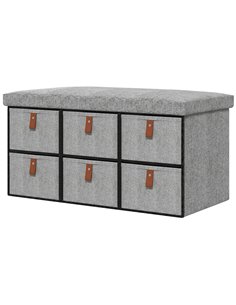 HOMCOM Shoe Storage Bench with Seat, Cushion, Light Grey 837-465V70LG