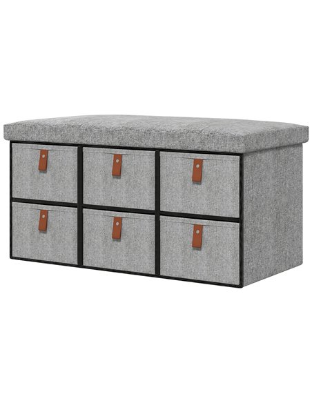 HOMCOM Shoe Storage Bench with Seat, Cushion, Light Grey 837-465V70LG - pic 56024 | FastDaddyshop