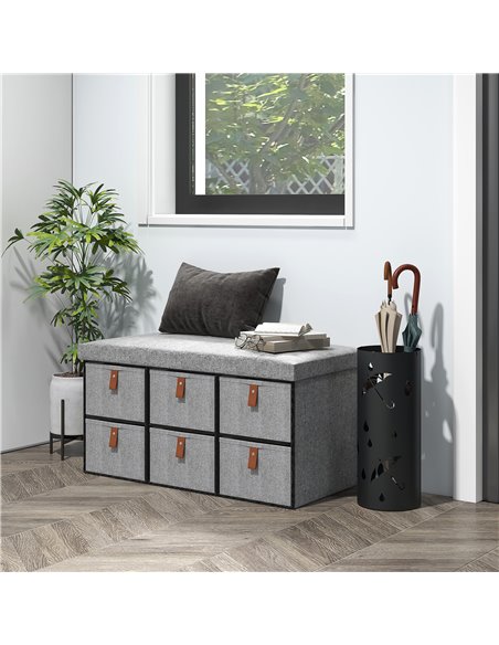 HOMCOM Shoe Bench with Seat, Shoe Storage Bench with Cushion and 6 Fabric Drawers for Entryway, Hallway, Living Room, Bedroom, L - pic 56025 | FastDaddyshop