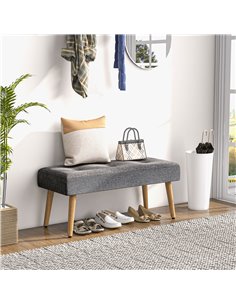 HOMCOM Multifunctional Bed End Bench, Shoe Bench Ottoman, Grey 837-101V70GY 2