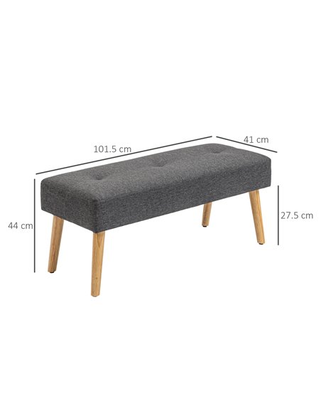 HOMCOM Multifunctional Bed End Bench Tufted Upholstered Shoe Bench Ottoman Footstool Linen Fabric for Entryway Living Room Grey  - pic 56062 | FastDaddyshop