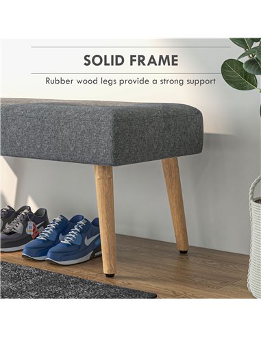 HOMCOM Multifunctional Bed End Bench Tufted Upholstered Shoe Bench Ottoman Footstool Linen Fabric for Entryway Living Room Grey 