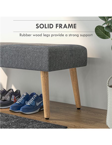 HOMCOM Multifunctional Bed End Bench Tufted Upholstered Shoe Bench Ottoman Footstool Linen Fabric for Entryway Living Room Grey  - pic 56064 | FastDaddyshop