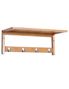 HOMCOM Wall Mounted Coat Rack with 4 Hooks, Natural Colour 831-198