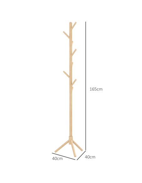 HOMCOM Eight-Hook Wooden Coat Rack - Natural 837-464V00ND - pic 56089 | FastDaddyshop