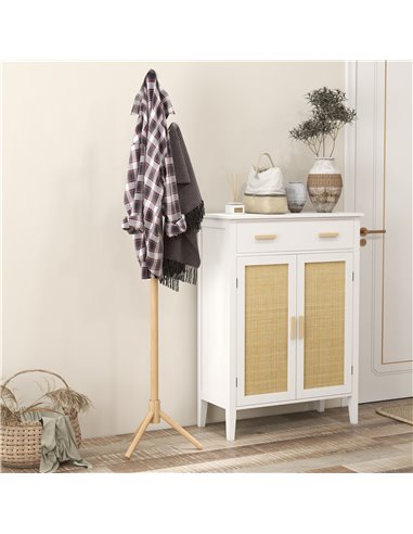 HOMCOM Eight-Hook Wooden Coat Rack - Natural 837-464V00ND