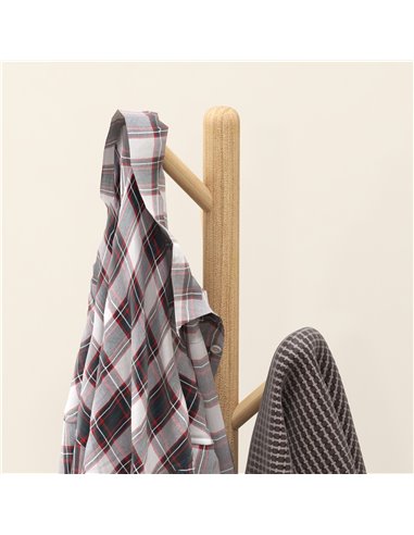 HOMCOM Eight-Hook Wooden Coat Rack - Natural 837-464V00ND