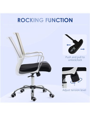 Vinsetto Ergonomic Office Chair, Mesh Desk Chair with Adjustable Height, Armrest, 360° Swivel Wheels, Black 921-305V70BK