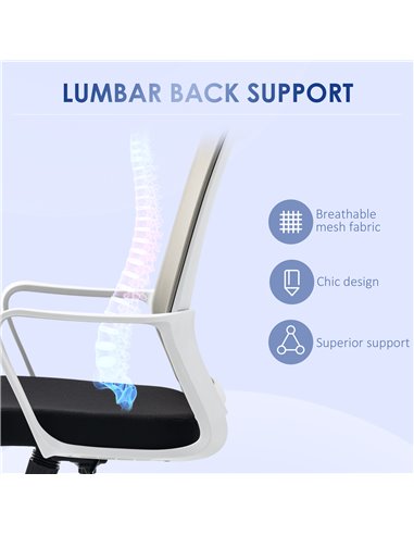 Vinsetto Ergonomic Office Chair, Mesh Desk Chair with Adjustable Height, Armrest, 360° Swivel Wheels, Black 921-305V70BK
