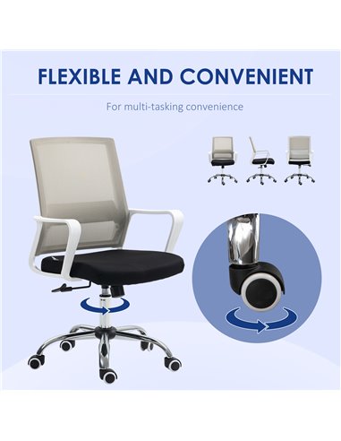 Vinsetto Ergonomic Office Chair, Mesh Desk Chair with Adjustable Height, Armrest, 360° Swivel Wheels, Black 921-305V70BK