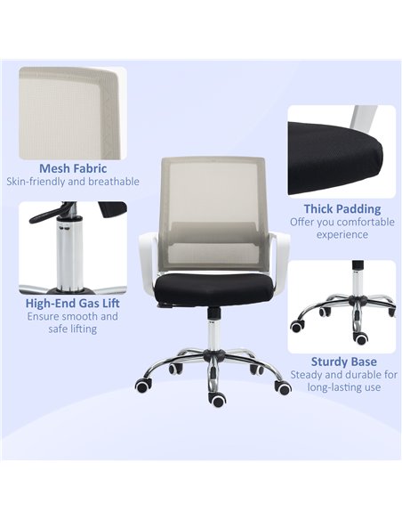 Vinsetto Ergonomic Office Chair, Mesh Desk Chair with Adjustable Height, Armrest, 360° Swivel Wheels, Black 921-305V70BK - pic 56139 | FastDaddyshop