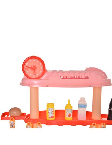 HOMCOM Kids Pretend Play PP Kitchen Set Pink/Purple