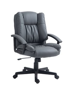 Vinsetto Mid Back Faux Leather Computer Office Desk Chair, Dark Grey 921-049V70CG