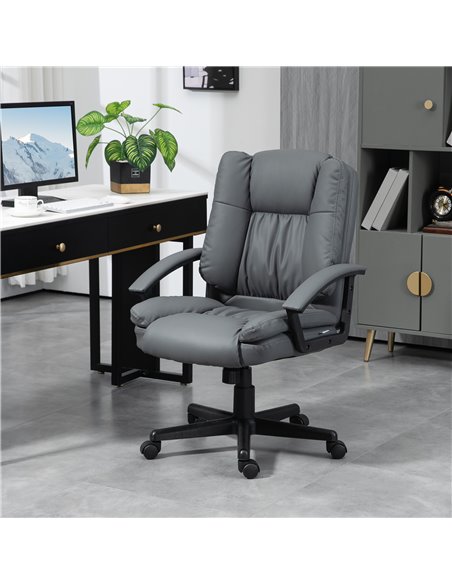 Vinsetto Mid Back Faux Leather Computer Office Desk Chair, Dark Grey 921-049V70CG - pic 56142 | FastDaddyshop