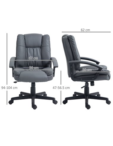 Vinsetto Office Chair, Faux Leather Computer Desk Chair, Mid Back Executive Chair with Adjustable Height and Swivel Rolling Whee