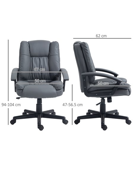 Vinsetto Office Chair, Faux Leather Computer Desk Chair, Mid Back Executive Chair with Adjustable Height and Swivel Rolling Whee - pic 56143 | FastDaddyshop