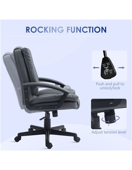 Vinsetto Office Chair, Faux Leather Computer Desk Chair, Mid Back Executive Chair with Adjustable Height and Swivel Rolling Whee - pic 56145 | FastDaddyshop
