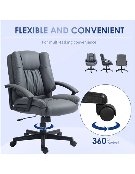 Vinsetto Office Chair, Faux Leather Computer Desk Chair, Mid Back Executive Chair with Adjustable Height and Swivel Rolling Whee - pic 56146 | FastDaddyshop
