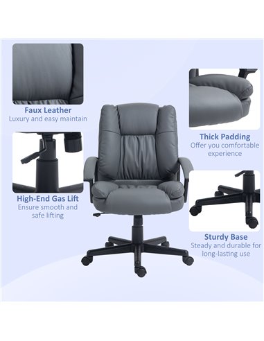 Vinsetto Office Chair, Faux Leather Computer Desk Chair, Mid Back Executive Chair with Adjustable Height and Swivel Rolling Whee