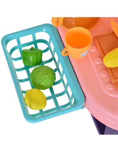 HOMCOM Kids Pretend Play PP Kitchen Set Pink/Purple