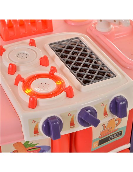 HOMCOM Kids Pretend Play PP Kitchen Set Pink/Purple - pic 5616 | FastDaddyshop