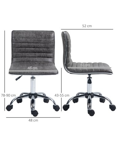 Vinsetto Adjustable Swivel Office Chair with Armless Mid-Back in Microfibre Cloth and Chrome Base - Grey 921-075V71GY
