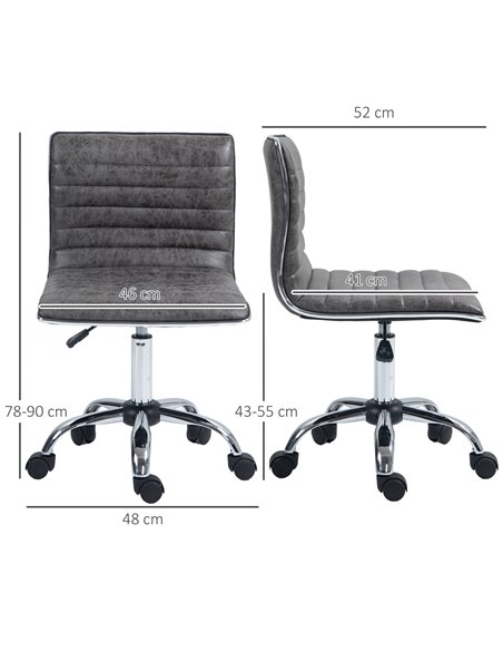 Vinsetto Adjustable Swivel Office Chair with Armless Mid-Back in Microfibre Cloth and Chrome Base - Grey 921-075V71GY - pic 56161 | FastDaddyshop