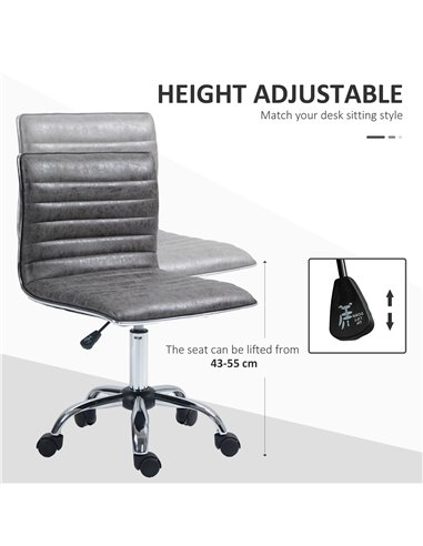 Vinsetto Adjustable Swivel Office Chair with Armless Mid-Back in Microfibre Cloth and Chrome Base - Grey 921-075V71GY