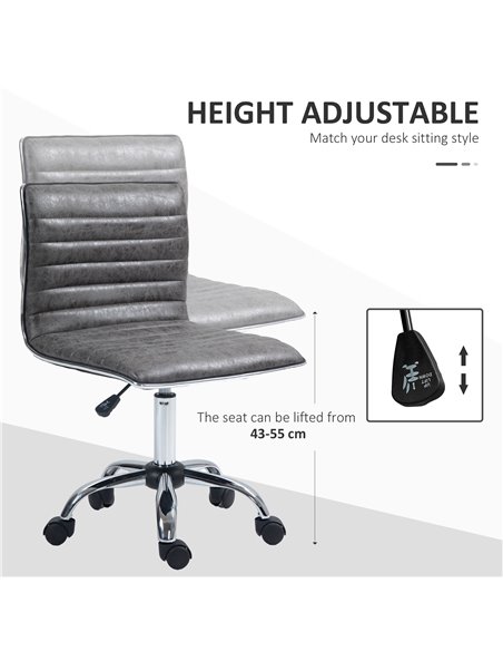 Vinsetto Adjustable Swivel Office Chair with Armless Mid-Back in Microfibre Cloth and Chrome Base - Grey 921-075V71GY - pic 56162 | FastDaddyshop