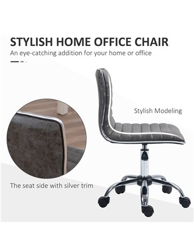 Vinsetto Adjustable Swivel Office Chair with Armless Mid-Back in Microfibre Cloth and Chrome Base - Grey 921-075V71GY