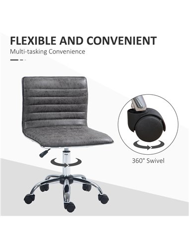 Vinsetto Adjustable Swivel Office Chair with Armless Mid-Back in Microfibre Cloth and Chrome Base - Grey 921-075V71GY