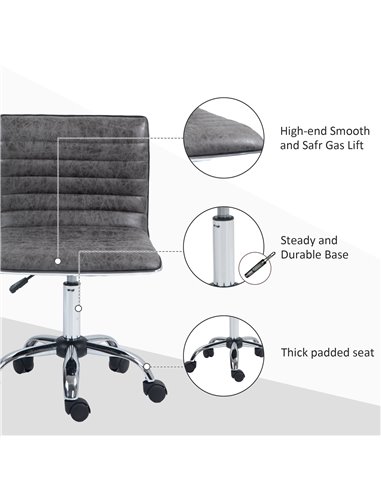 Vinsetto Adjustable Swivel Office Chair with Armless Mid-Back in Microfibre Cloth and Chrome Base - Grey 921-075V71GY