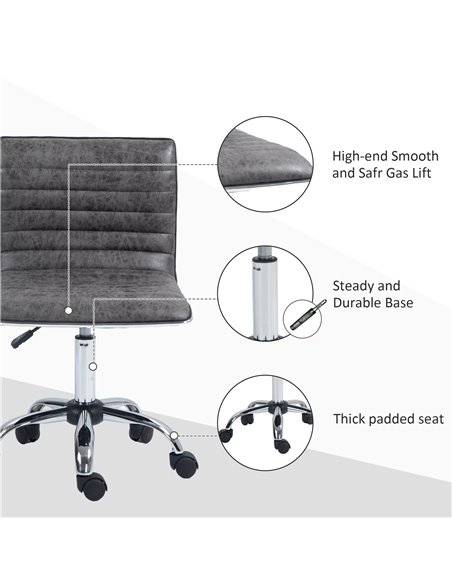 Vinsetto Adjustable Swivel Office Chair with Armless Mid-Back in Microfibre Cloth and Chrome Base - Grey 921-075V71GY - pic 56165 | FastDaddyshop