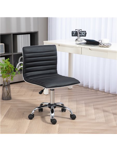 Vinsetto Adjustable Swivel Office Chair with Chrome Base, Black 921-075V70BK - pic 56168 | FastDaddyshop