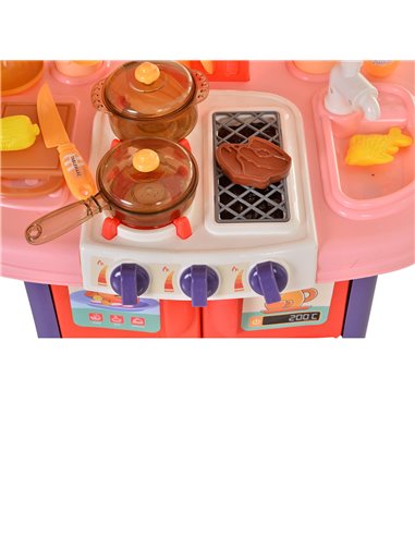 HOMCOM Kids Pretend Play PP Kitchen Set Pink/Purple